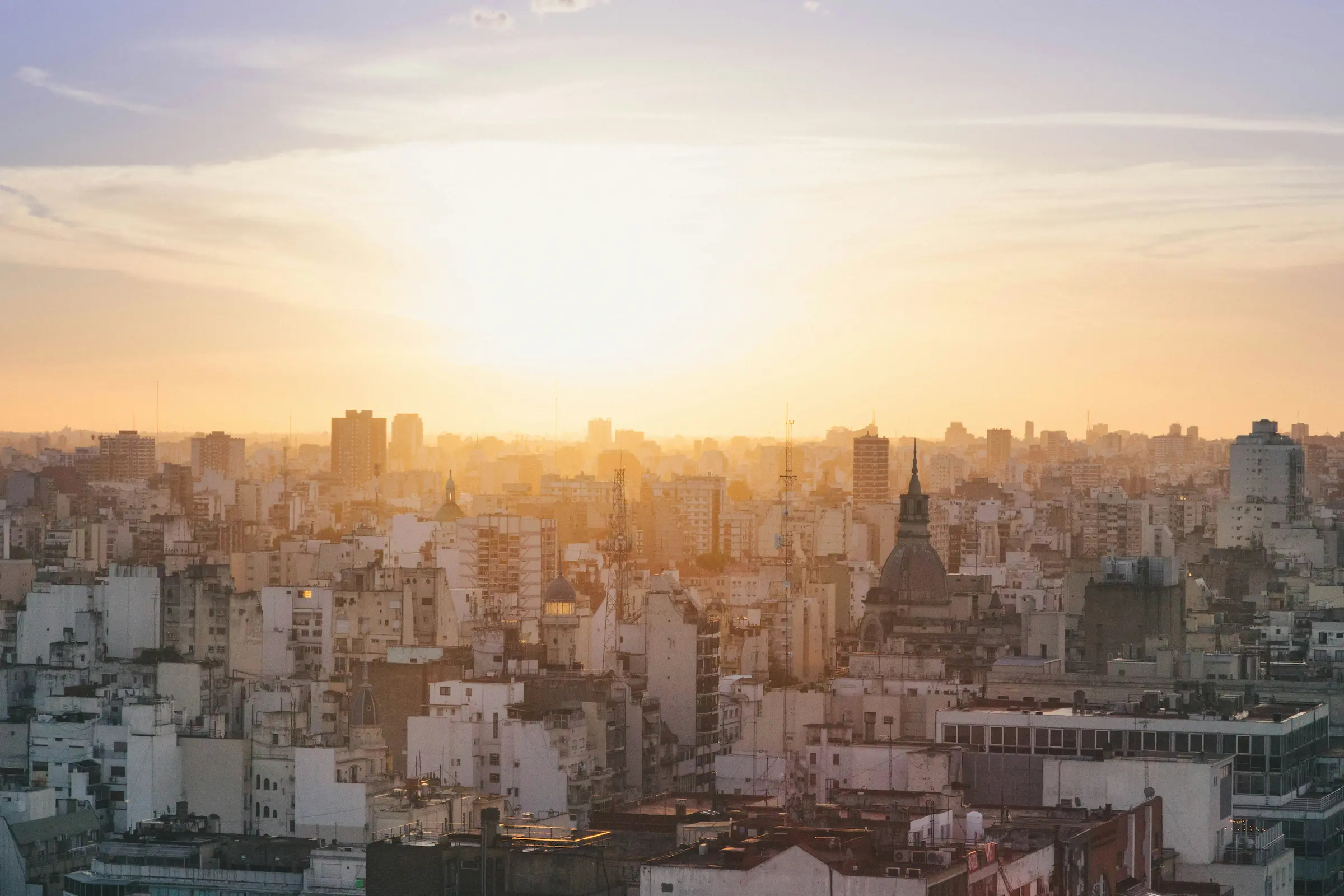 Panoramic view of Buenos Aires at sunset