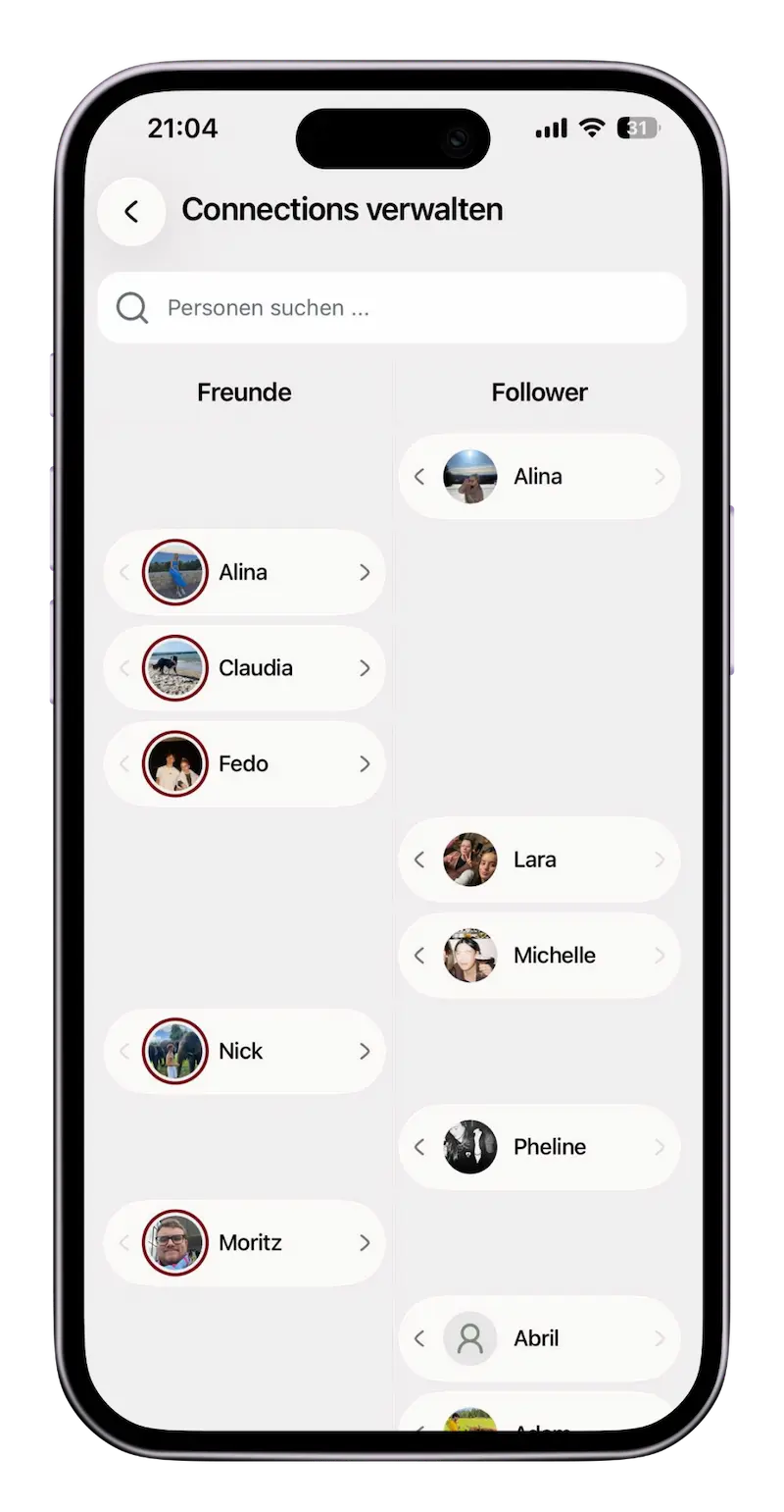 8PM app – manage connections